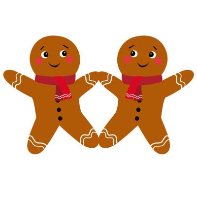 Image de Noël : Bonhomme en pain d'épices à imprimer afin de les utiliser pour faire des bricolages de Noël. Il suffira de les découper et de les coller avec vos enfants.