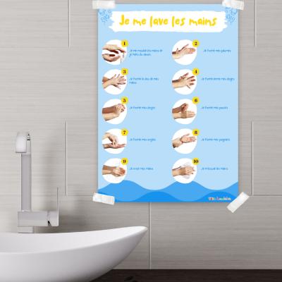 Imprimer gratuitement l'affiche pour aider les enfants à apprendre à se laver les mains. Vous pouvez la plastifier et la mettre dans la salle de bain afin que l'enfant visualise les étapes pour se lav