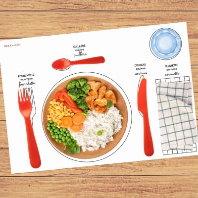 Set de table Montessori à imprimer gratuitement pour aider les enfants à mettre la table comme des grands.