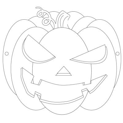 Masque d'Halloween à imprimer gratuitement afin de pouvoir le colorier et avoir un déguisement de citrouille de dernière minute. Il suffira de l'imprimer sur du papier épais, de la colorier avec des c