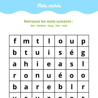 Voici les grilles de mots croisés à imprimer pour jouer avec le vocabulaire et le nom des poissons. Les grilles de mots cachés de cette rubrique portent sur le poisson de mer ou d'eau douce. Des jeux 