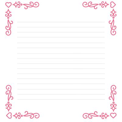 Papier à lettre rose pastel avec la fée des coeur, de l'amour et de l'amitié en médaillon