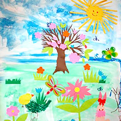 Activité pour réaliser un tableau sur le thème du printemps en utilisant la technique du collage. L'activité est facile pour les plus jeunes.