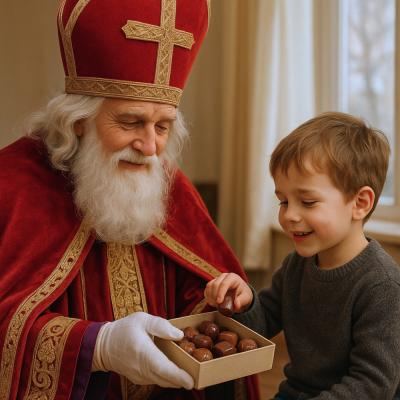 Au Pays Bas, on fête le 6 décembre de manière particulièrement solennelle. "Sinterklaas" (Saint Nicolas ) arrive en Hollande vers le mi-novembre en bateau d'Espagne où il habite le reste de l