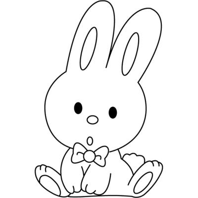 Un coloriage paques représentant un petit lapin avec noeud papillon. Un motif à décorer à télécharger et à imprimer pour votre enfant. Une fois imprimé, ce motif peut se reporter sur du bois, du verre