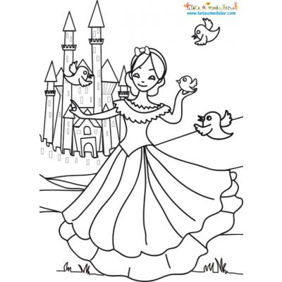 Coloriage de Blanche Neige et du chateau