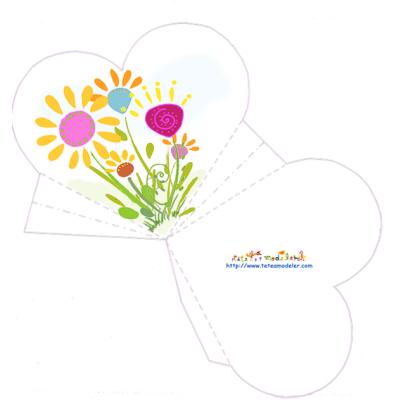 Pochette à dragées coeur décorée de fleurs