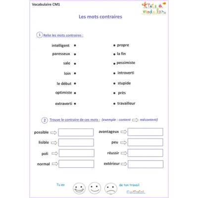 Exercice vocabulaire CM1 