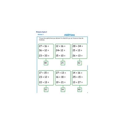Additions pour les enfants du cycle 3 du primaire niveau 1