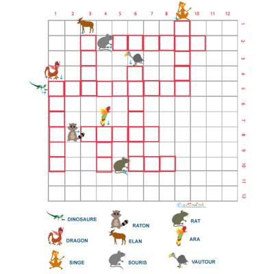 Grille de mots croisés sur les animaux grille 8 