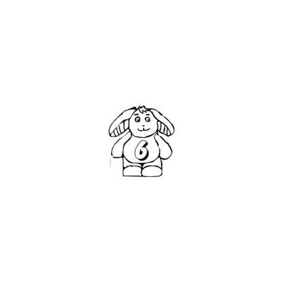 Coloriage du lapin portant le chiffre 6