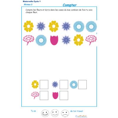 Imprimer l'exercice 5 pour apprendre &agrave; compter maternelle niveau 2