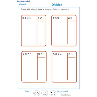 Divisions à deux chiffres - division euclidienne exercice 2 