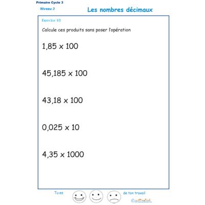 Multiplications avec des nombres décimaux exercice 10 CM1 - CM2