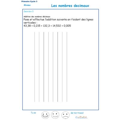 Poser une opération avec les dé;cimaux CM1 - CM2