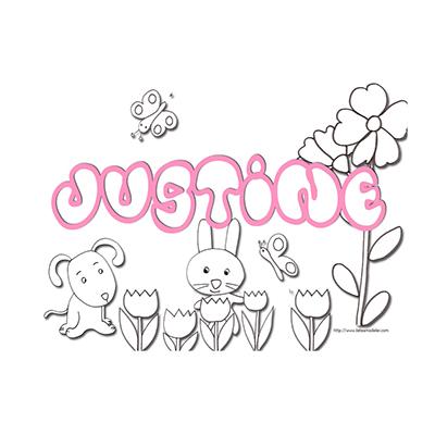 coloriage prénom Justine