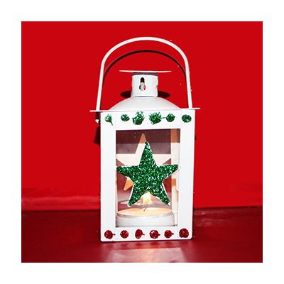Lanterne de Noël en métal décorée de paillettes