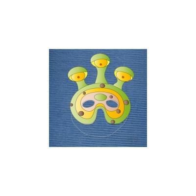 Modèle à imprimer et à découper pour fabriquer son masque d'extraterrestre. Le masque est réalisé en papier épais type canson ou en papier collé sur du carton fin de récupération (boites d'emballage d