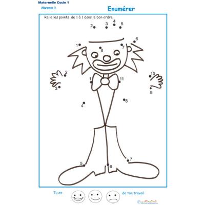 Exercice 4 de numération de 1 à 11 - le clown