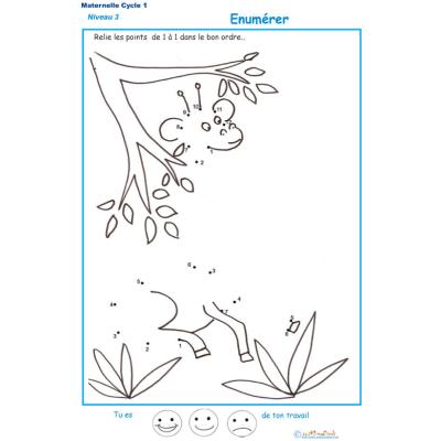 Exercice 6 de numération de 1 à 10 - dinosaure 1