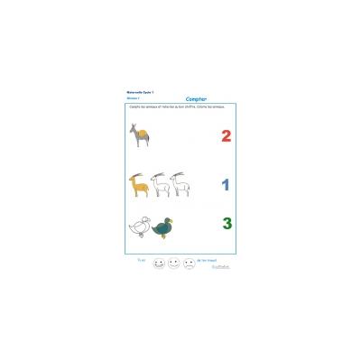 Imprimer l'Exercice 3 pour apprendre à compter maternelle niveau 1