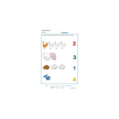 Imprimer l'Exercice 5 pour apprendre à compter maternelle niveau 1
