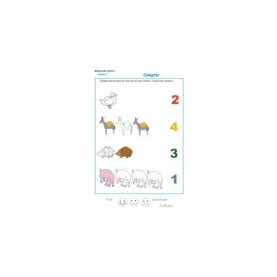 Imprimer l'Exercice 6 pour apprendre à compter maternelle niveau 1