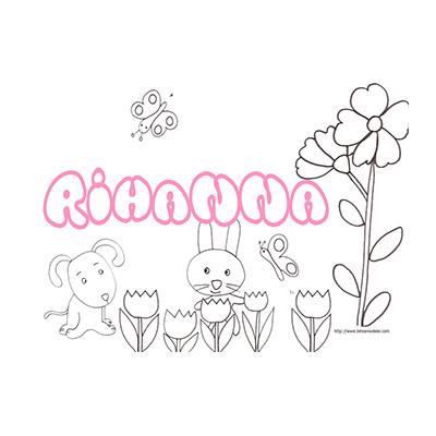 Coloriage prénom Rihanna