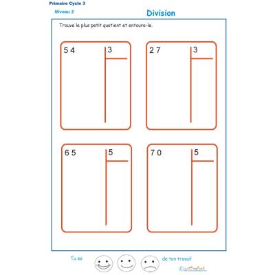 divisions sans reste  bas&eacute;es sur les tables de multiplication exercice 8 