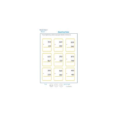 Exercices de soustractions pour les enfants du cycle 3 primaire : CE2 - CM1 - CM2