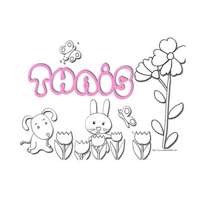 Coloriage prénom Thaïs