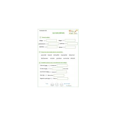 Exercice vocabulaire mots dérivés