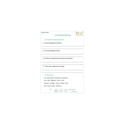 Vocabulaire CM2 : champs lexicaux