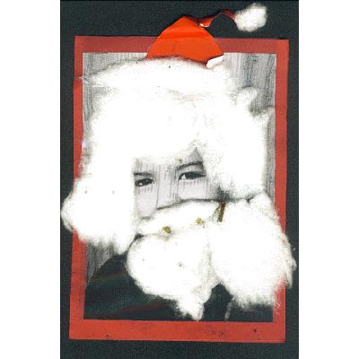enfant transformé en Père Noël sur une carte de voeux