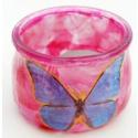 Photophore rose au papillon bleu
