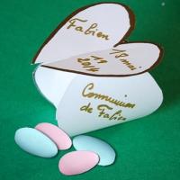 Pochette coeur pour dragées de communion