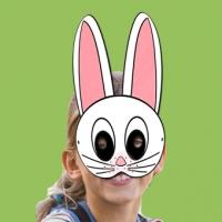 Masque de lapin blanc aux oreilles roses