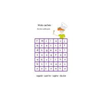Mots cachés : les plats, jeux de mots cachés cuisine