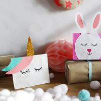 Pochettes cadeaux licorne en kraft :
