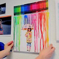 Un tableau de cire colorée