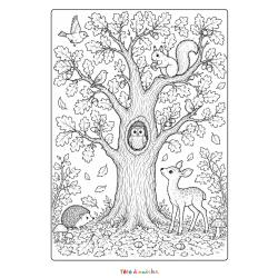 Coloriage d'un grand arbre à imprimer