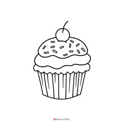 Coloriage de Cupcake d'Anniversaire à Imprimer