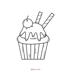 Coloriage Cupcake Chat