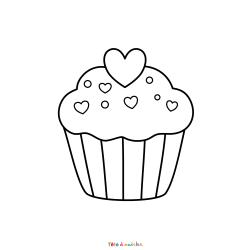 Coloriage Cupcake Saint Valentin