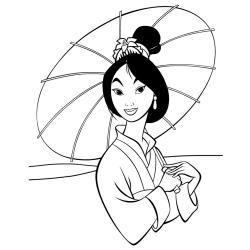 Coloriage de Mulan en kimono
