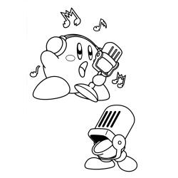 Coloriage de Kirby avec casquette