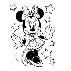 Coloriage de Minnie bébé avec sa peluche