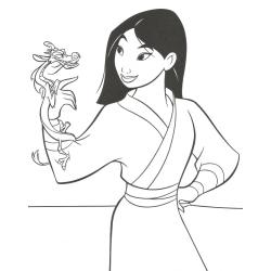 Coloriage de Mulan en kimono