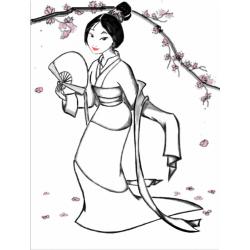 Coloriage de Mulan et Grand mère Fa