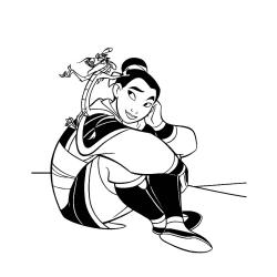 Coloriage de Mulan en kimono